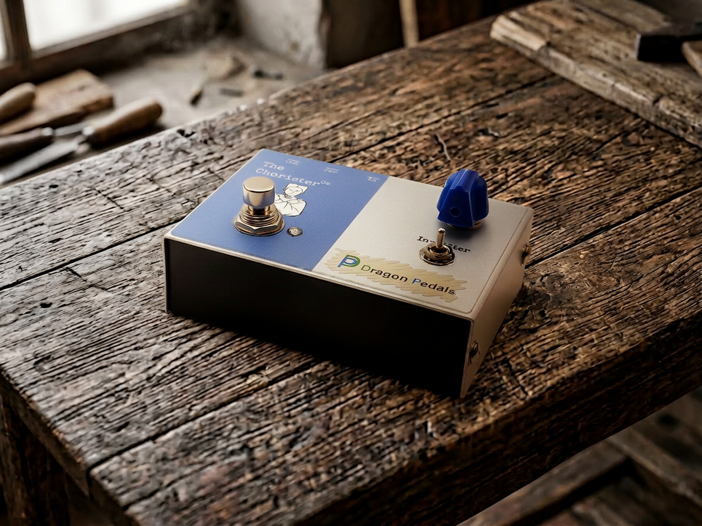Guitar pedal on a table