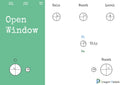Open Window overdrive pedal graphic with circular diagrams and text
